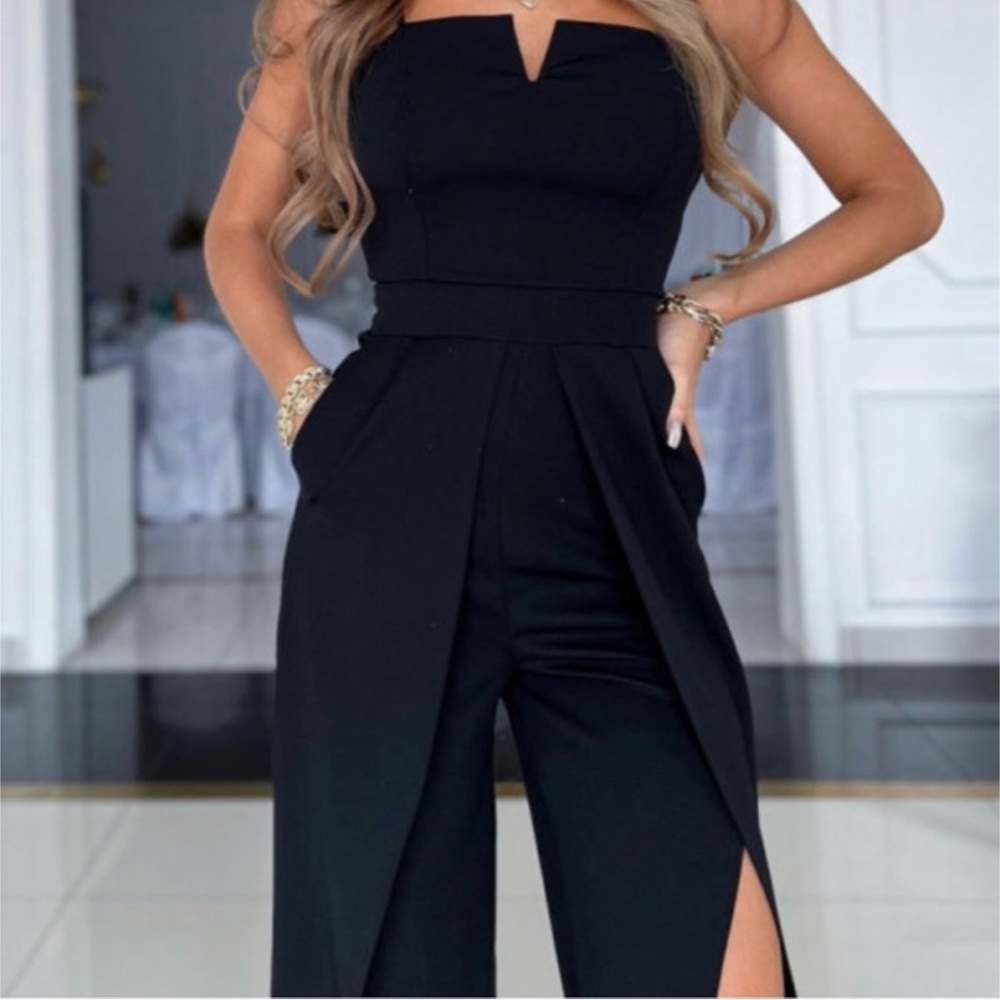 Black Split-Hem Pant Jumpsuit - image 5